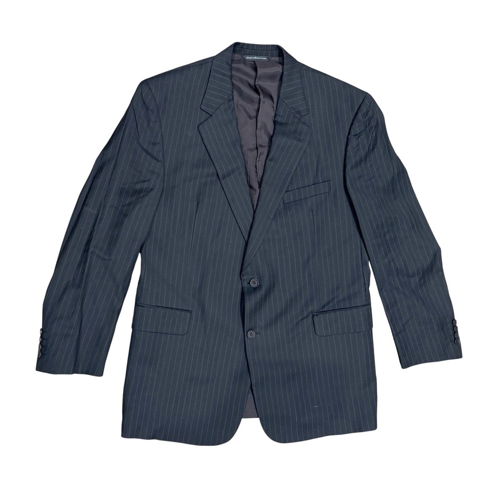 Coppley Ermenegildo Zegna Cloth Black Pinstripe Wool Silk Blazer 40R Made Canada